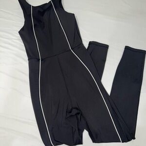 Elegant Black Jumpsuit with White Trim